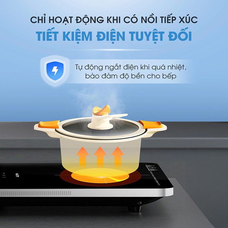 Nhận diện nồi tự động an toàn - Bếp từ đơn Kalite Ultra H6