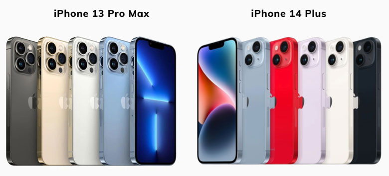 So sánh iPhone 14 Plus & iPhone 13 Pro Max - Màu sắc