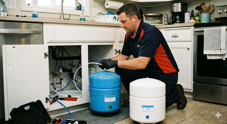 Bình áp máy lọc nước bị rò nước - Cần thay thế bình áp mới