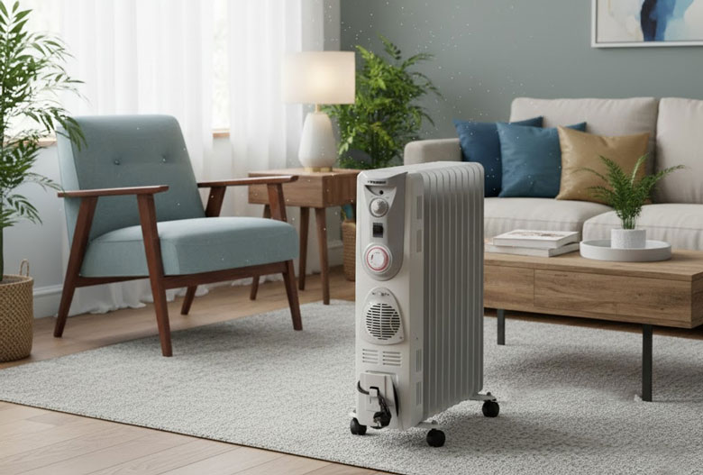 So sánh sưởi gốm và sưởi dầu - Sưởi dầu tỏa nhiệt đều, phù hợp phòng lớn