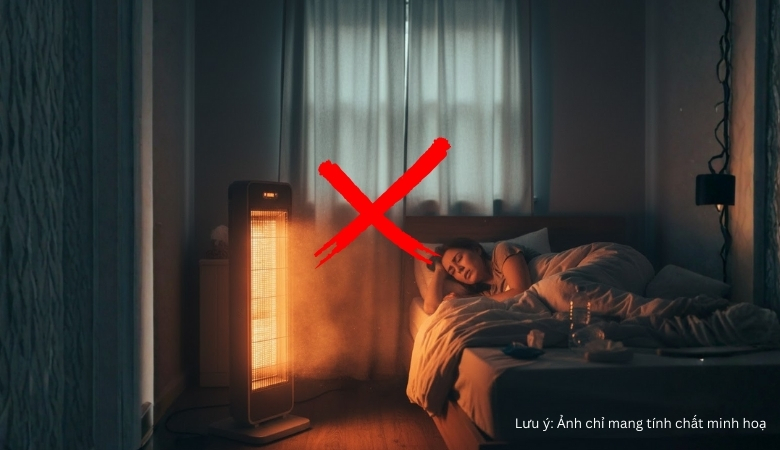 Lưu ý khi sử dụng quạt sưởi tránh xa các vật dụng dễ cháy