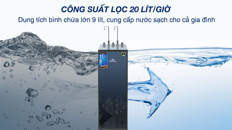 Máy lọc nước Hòa Phát với công suất lọc lên đến 20 lít trên giờ