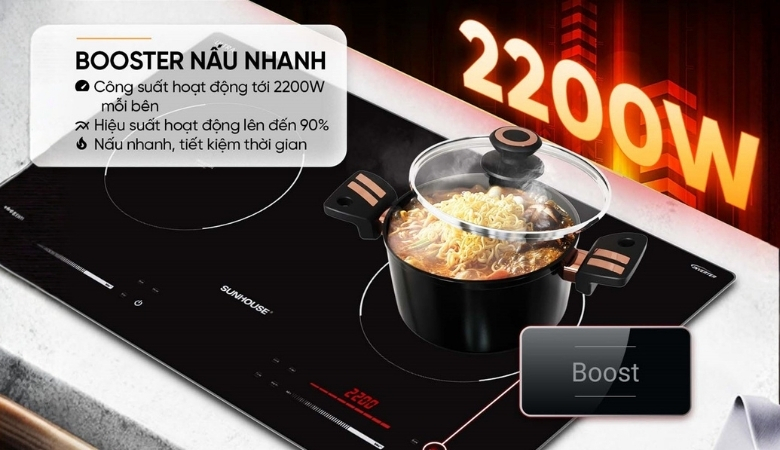 Tính năng Booster bếp từ Sunhouse