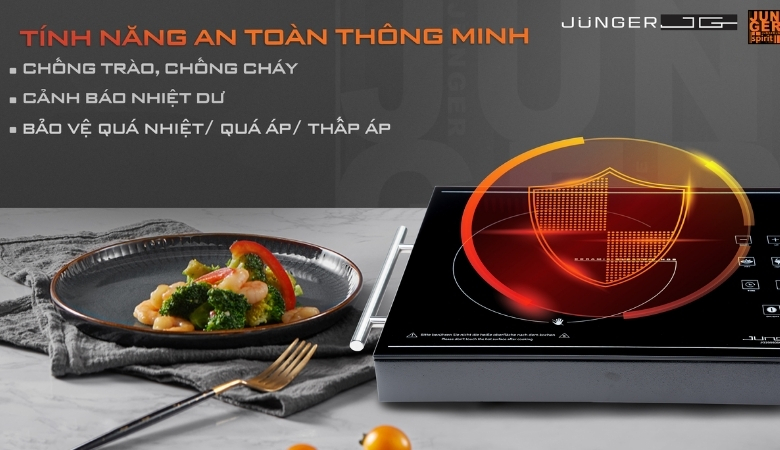 Bếp hồng ngoại Junger trang bị nhiều tính năng an toàn