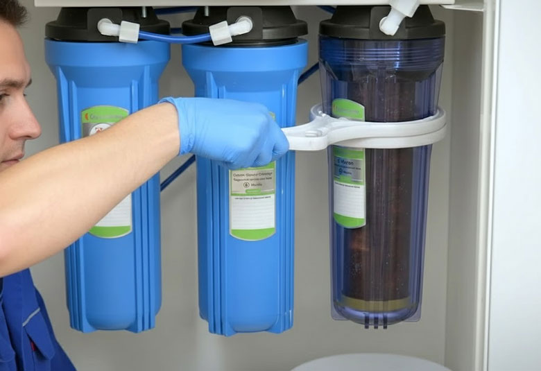 Lõi lọc nước bao lâu thay 1 lần - Thay lõi lọc bị tắc nghẽn cặn bẩn