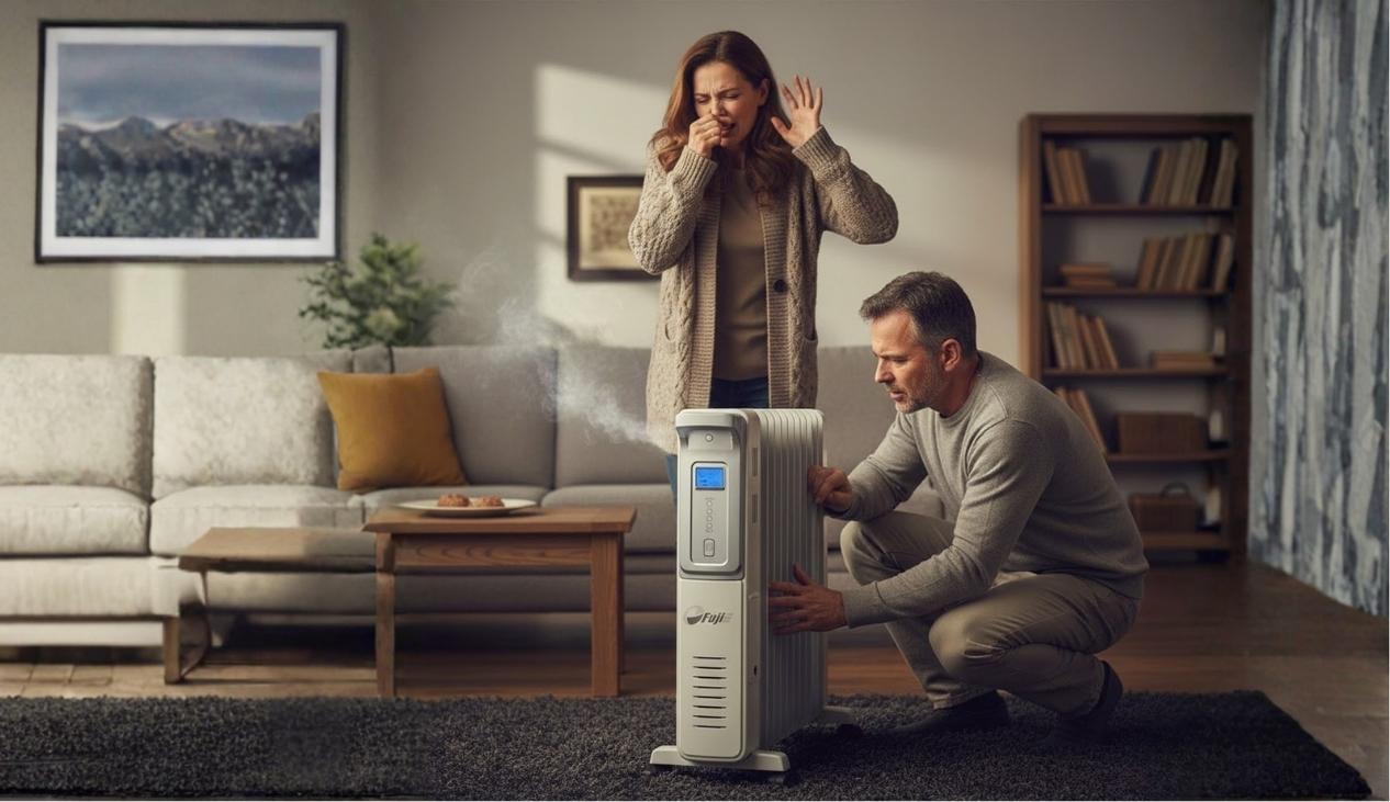 Máy sưởi dầu có mùi khét do bụi bẩn tích tụ trên thanh sưởi