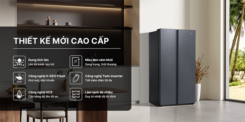 Tủ lạnh SBS Aqua Inverter 646 lít AQR-S682XA(SLB)
