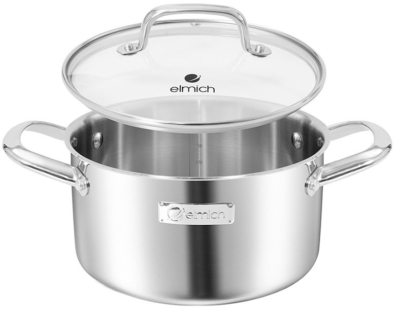  Bộ nồi Inox liền khối Elmich EL2485IN01 vung kính