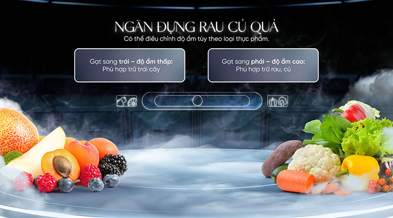 Tủ lạnh Sharp Inverter 421 lít SJ-FXP510VG-BK có ngăn rau quả cân bằng ẩm