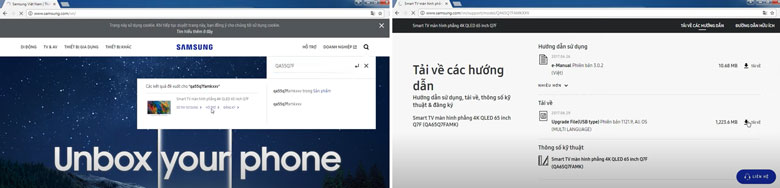 Cách cập nhật phần mềm Tivi Samsung bằng USB trước tiên phải tải về