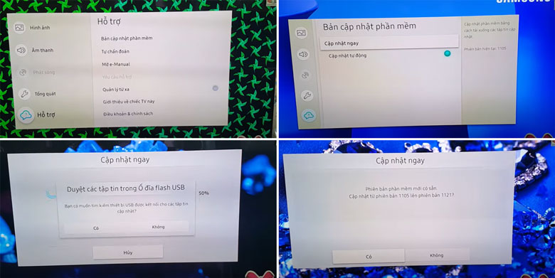 Cập nhật phần mềm Tivi Samsung thực hiện bằng việc sử dụng USB