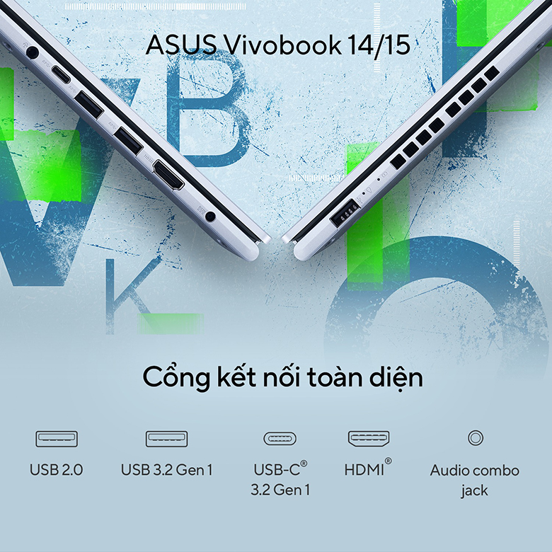 Laptop Asus VivoBook có nhiều cổng kết nối
