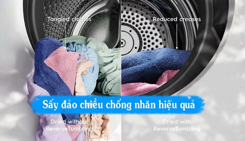Sấy đảo chiều trên máy sấy quần áo Electrolux