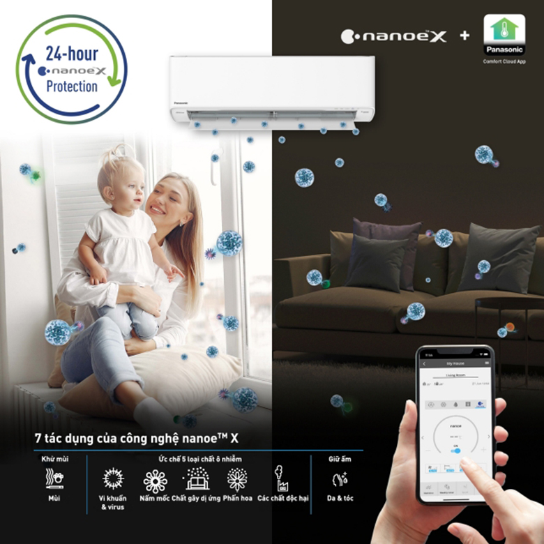 Nanoe - X - Điều hòa Panasonic 1 chiều Inverter 11.900 BTU CU/CS-WPU12XKH-8