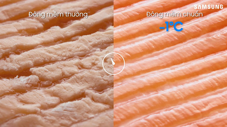 Ngăn đông mềm -1 độ C của Samsung: Không phá vỡ cấu trúc thực phẩm, giữ được độ tươi và dinh dưỡng