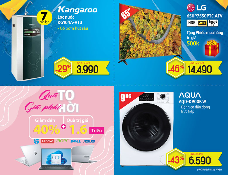 Giá Giảm Sâu Quà Cực Đỉnh - Giảm tới 46% - Trả góp lãi suất 0đ