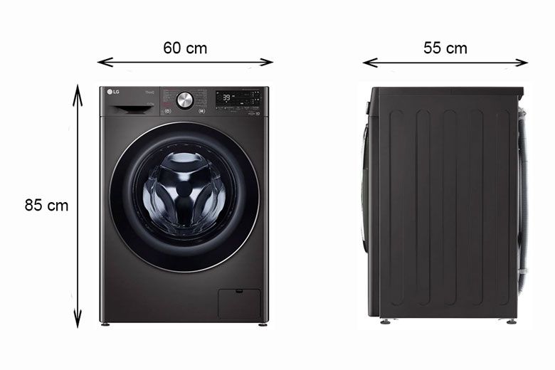 Máy giặt sấy LG Inverter 11kg FV1411H3BA lồng ngang - Kích thước sản phẩm