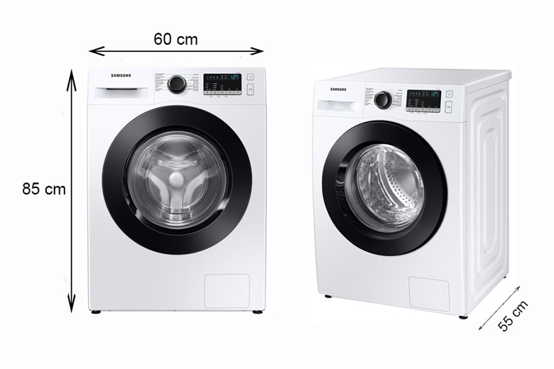 Máy giặt Samsung Inverter 9.5 kg WW95T4040CE/SV lồng ngang - Kích thước thực tế