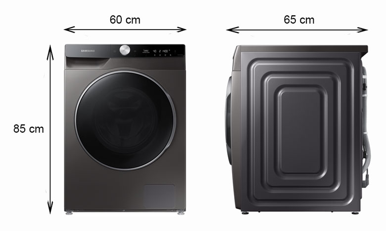 Máy giặt sấy Samsung Inverter 12 kg WD12TP34DSX/SV - Kích thước thực tế