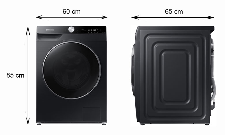 Máy giặt sấy Samsung AI Inverter 14 kg WD14TP44DSB/SV lồng ngang - Kích thước thực tế