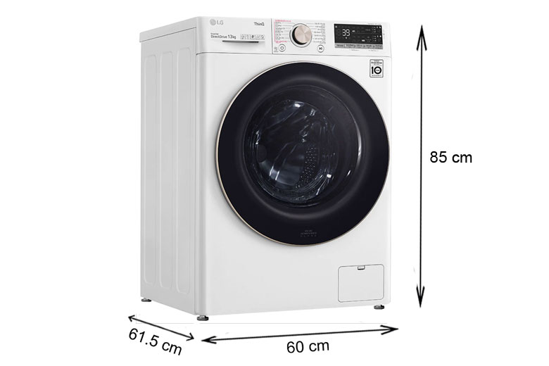 Máy giặt LG Inverter 13 kg FV1413S3WA lồng ngang - Kích thước thực tế