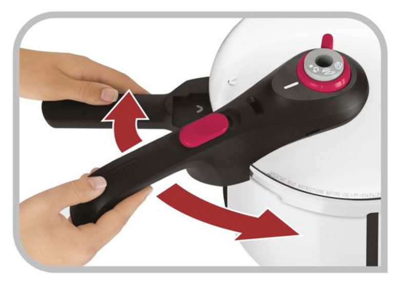 Nồi áp suất cơ inox Tefal Secure 5 Neo 6 lít P2530750 - Khoá trượt dễ dàng mà chắc chắn