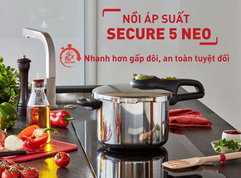 Nồi áp suất cơ inox Tefal Secure 5 Neo 6 lít P2530737 - Thiết kế hiện đại, bền bỉ
