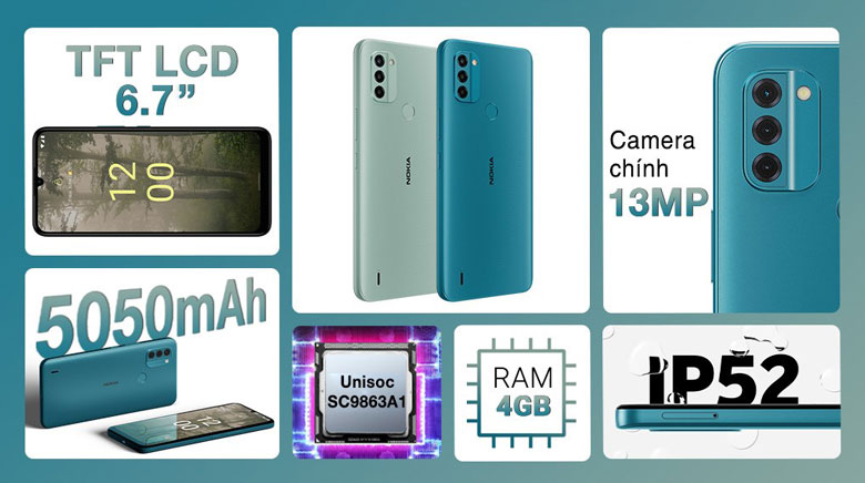 Điện thoại Nokia C31 4GB/128GB Xanh thiên hà