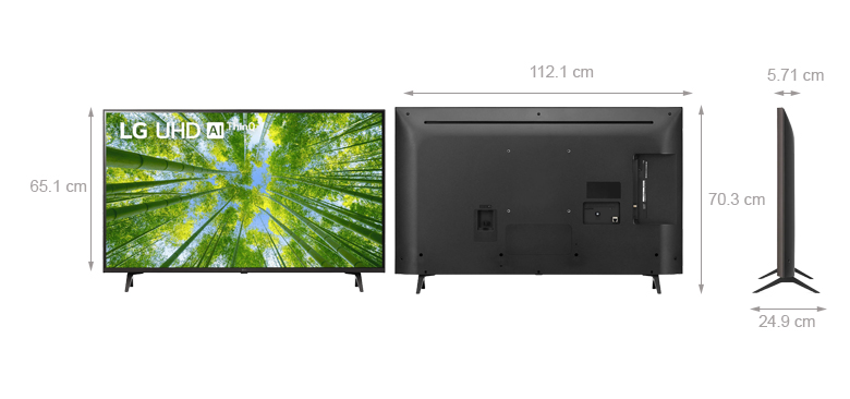 Tivi LG 50UQ8000PSC chia sẻ thông tin về kích thước