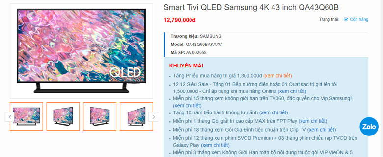 Tivi Samsung 2022 QA43Q60B