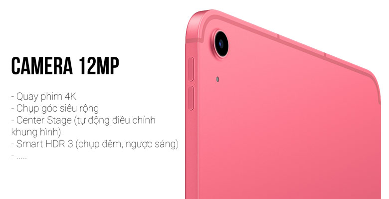 Máy tính bảng Apple iPad 10 (2022) 10.9" Cellular 256GB Pink MQ6W3ZA/A - Camera cải tiến mới