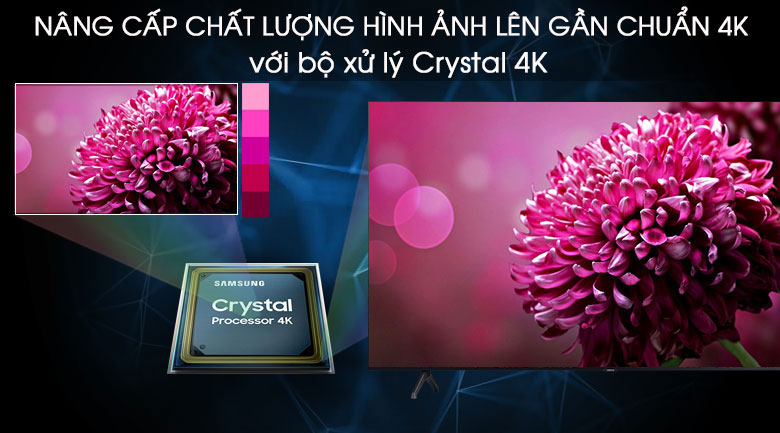 Smart Tivi Samsung 4K 55 inch UA55AU7700 cùng bộ xử lý Crystal 4K