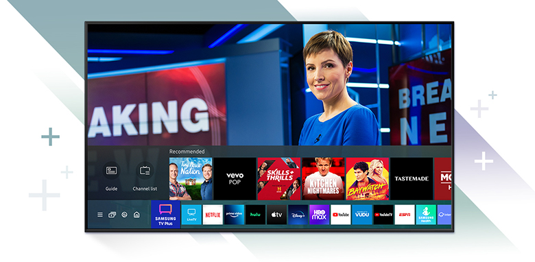 Smart Tivi Samsung 4K 55 inch UA55AU7700 hệ điều hành Tizen OS