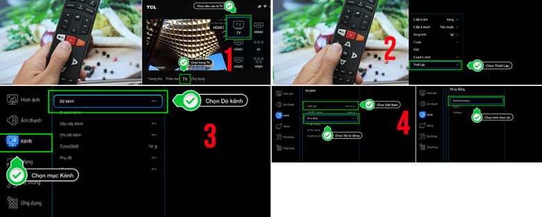 Cách dò tivi TCL Smart