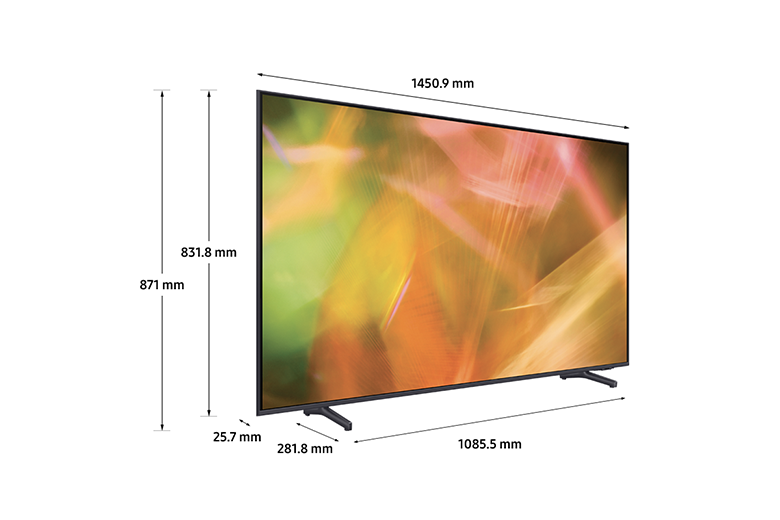 Smart Tivi Samsung 4K 65 inch UA65AU8000 có kích thước như nào?