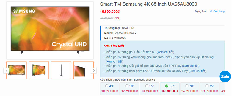 Tivi Samsung UA65AU8000 có tốt không?