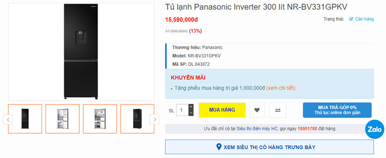Tủ lạnh Panasonic Inverter 300 lít NR BV331GPKV cần tìm hiểu về giá