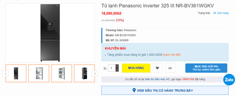 Tủ lạnh Panasonic Inverter 325 lít NR BV361WGKV có tốt không?