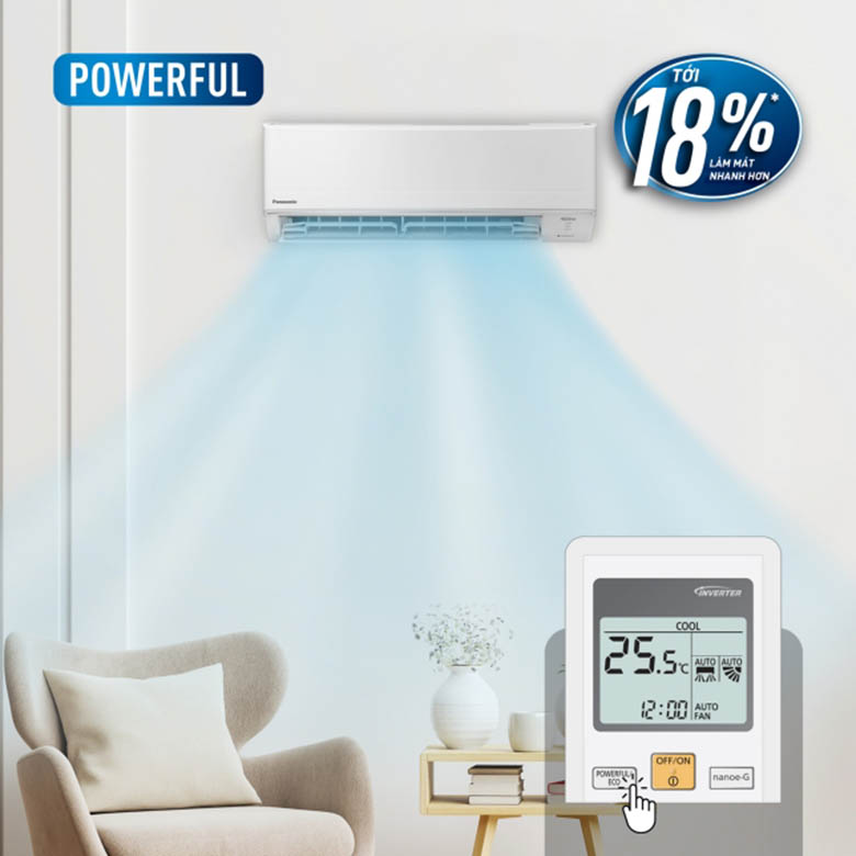 Điều hòa Panasonic 1 chiều Inverter 9000BTU CU CS PU9XKH 8M làm lạnh nhanh