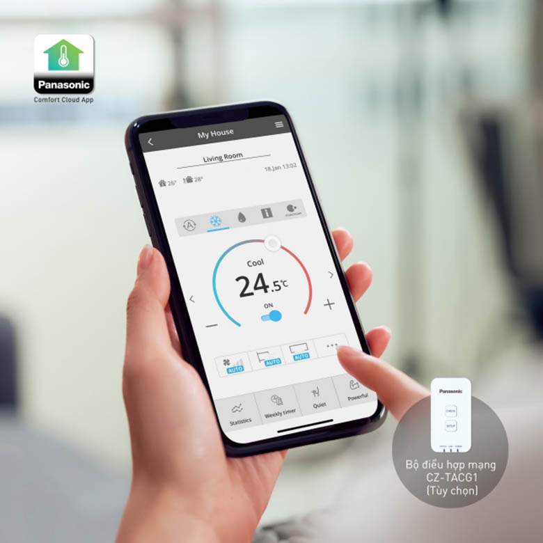 Điều hòa Panasonic CU CS PU9XKH 8M sử dụng điện thoại điều khiển từ xa