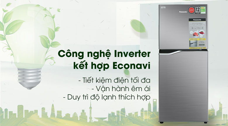 Tủ lạnh Panasonic Inverter 170 lít NR BA190PPVN công nghệ tiết kiệm điện