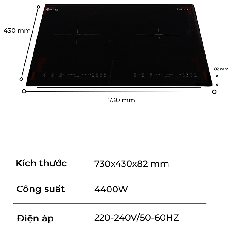 Kích thước bếp từ Iruka I-28
