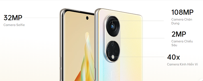 Điện thoại Oppo Reno8 T 5G 8GB/128GB Đen CPH2505 có cụm camera chất lượng