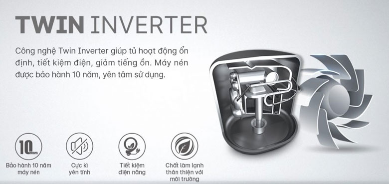 Tủ lạnh SBS Aqua Inverter AQR SW541XA BL công nghệ Twin Inverter