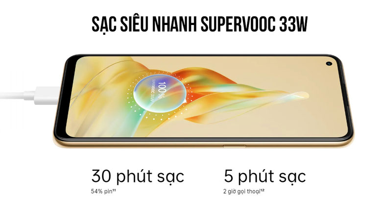 Điện thoại Oppo Reno8 T 4G 8GB/256GB Đen CPH2481 - Sạc siêu nhanh SuperVOOC