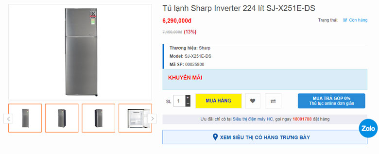 Tủ lạnh Sharp SJ X251E DS chia sẻ thông tin về giá