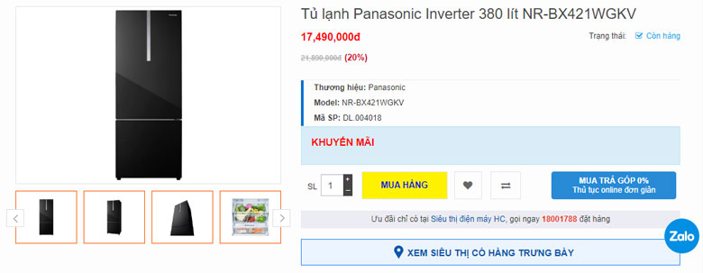 Tủ lạnh Panasonic Inverter 380 lít NR-BX421WGKV khi nhắc đến giá bán