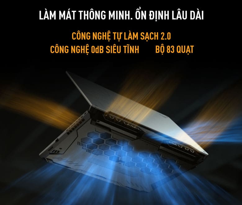 Laptop Asus Gaming TUF F15 FX506HC-HN144W - Hệ thống tản nhiệt thông minh