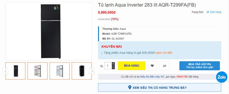 Tủ lạnh Aqua AQR-T299FA(FB) khi nhắc đến giá