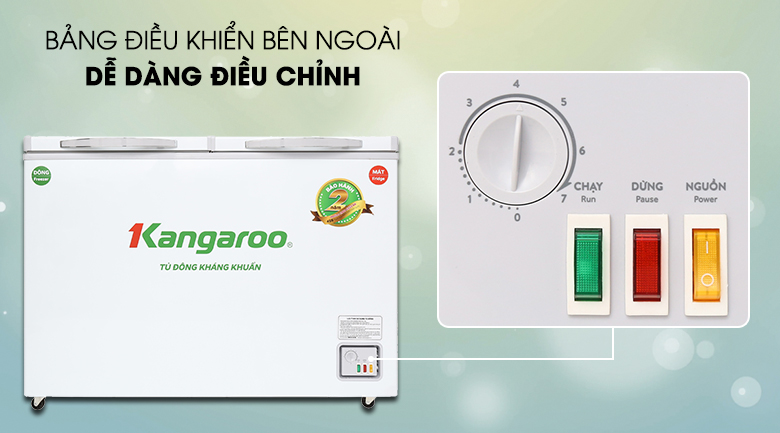 Tủ đông Kangaroo 400 lít KG400NC2 sử dụng bằng điều khiển bên ngoài dễ dàng